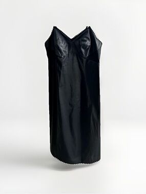 Vintage Vanity Fair Full Slip Dress 34 Black Lace Nylon Tricot Lingerie Babydoll